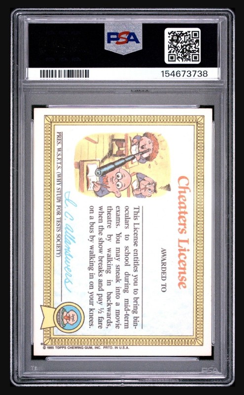 1985 Garbage Pail Kids Adam Bomb #8A PSA 8 NM-MT Series 1 OS1 view 2