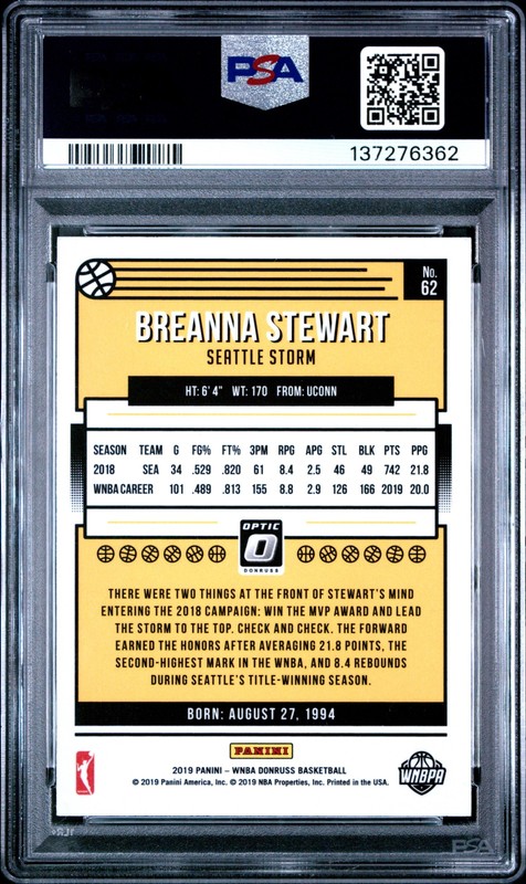 PSA 10 Breanna Stewart 2019 Panini Donruss Wnba Optic #62 view 2