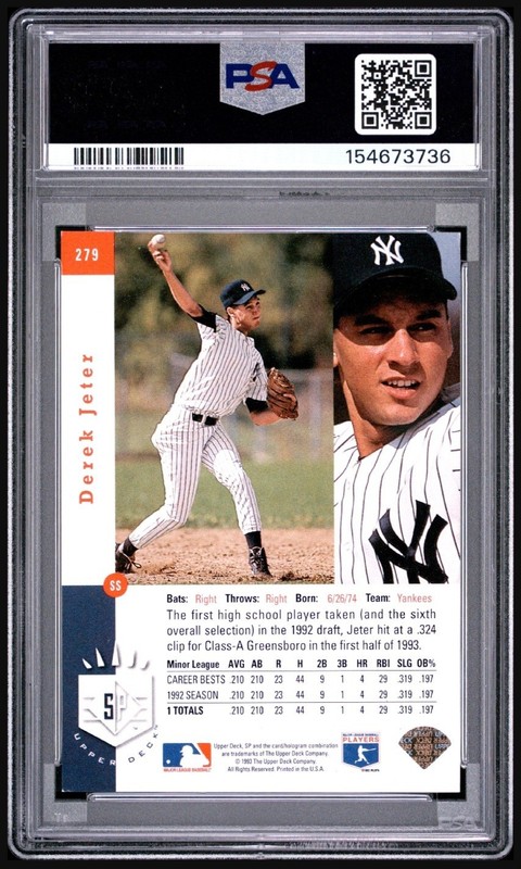 1993 SP Derek Jeter Foil Rookie #279 PSA 5 EX view 2
