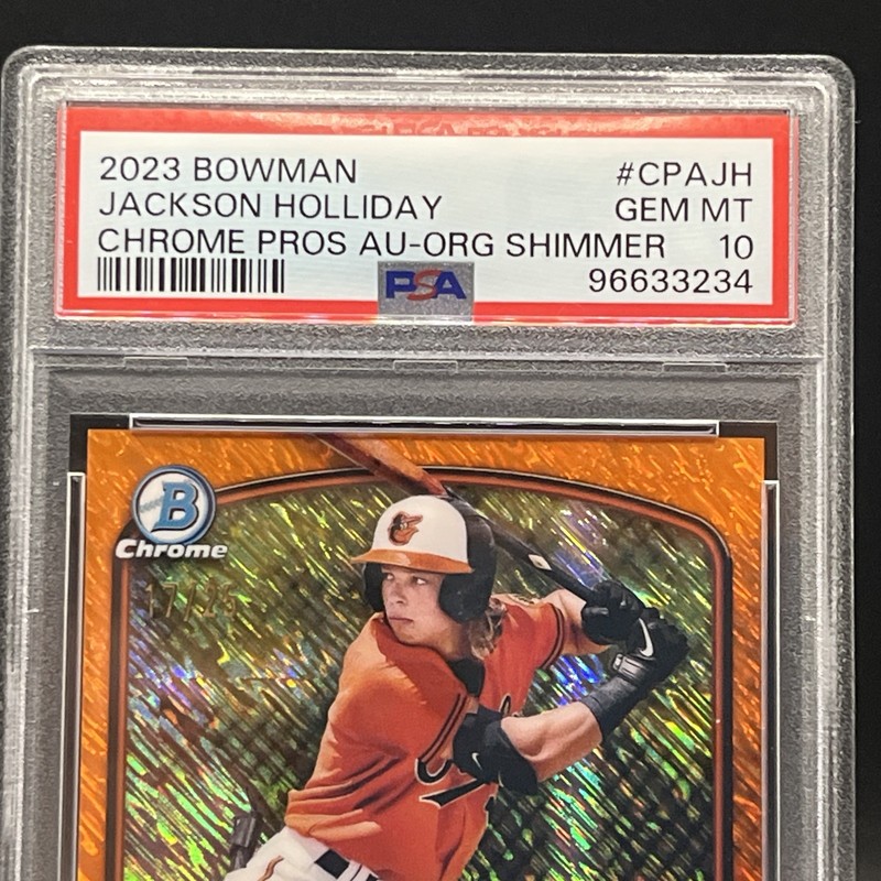 Jackson Holliday Orange Shimmer Auto /25 PSA 10 2023 Bowman Chrome🔥 view 2