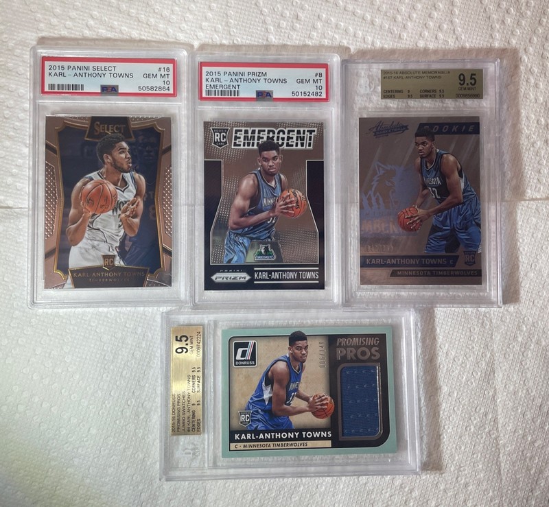 KARL ANTHONY TOWNS ROOKIE CARD PSA 10 BGS 9.5. LOT 4