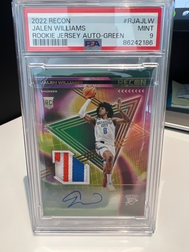 2022 Recon Jalen Williams Rookie Jersey Auto Green /5 PSA 9 RC SSP Thunder All-S