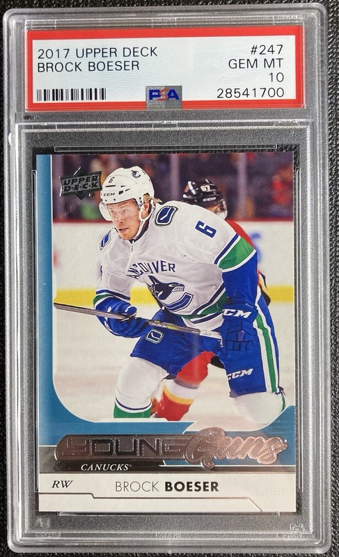 2017-18 upper deck BROCK BOESER #247 Rookie (RC) YOUNG GUNS PSA 10
