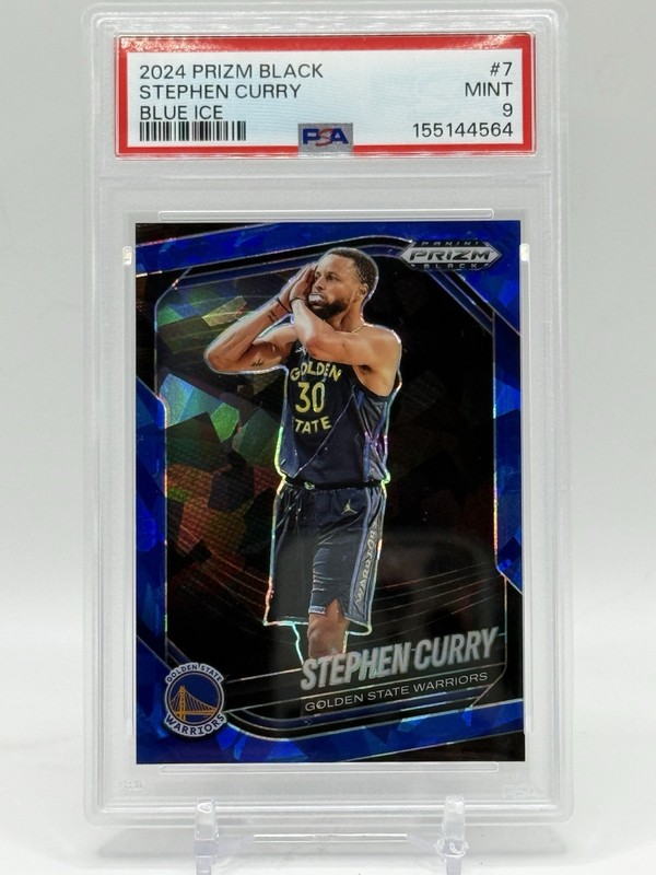 2024-2025 Panini Prizm Black Stephen Curry Blue Ice #12/125 PSA 9