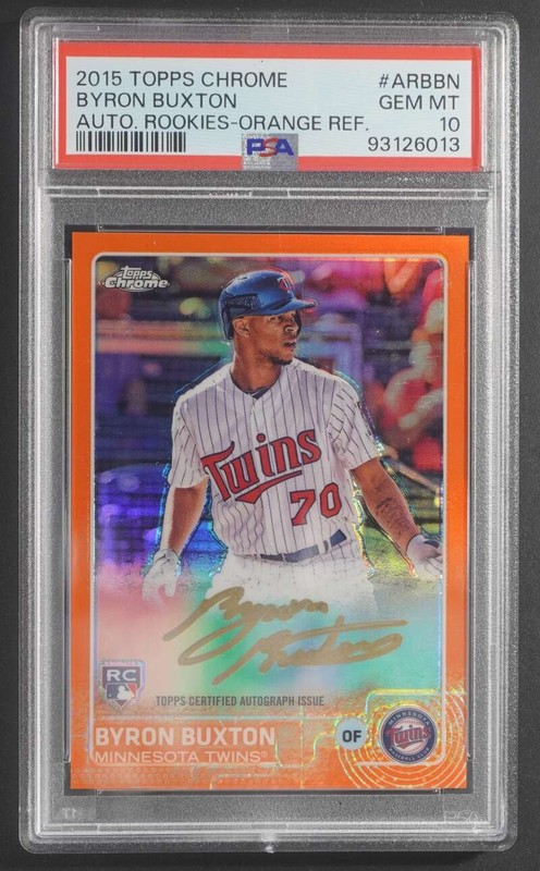 2015 Topps Chrome Byron Buxton Rookie Auto Orange Refractor /25 PSA 10 DA1472