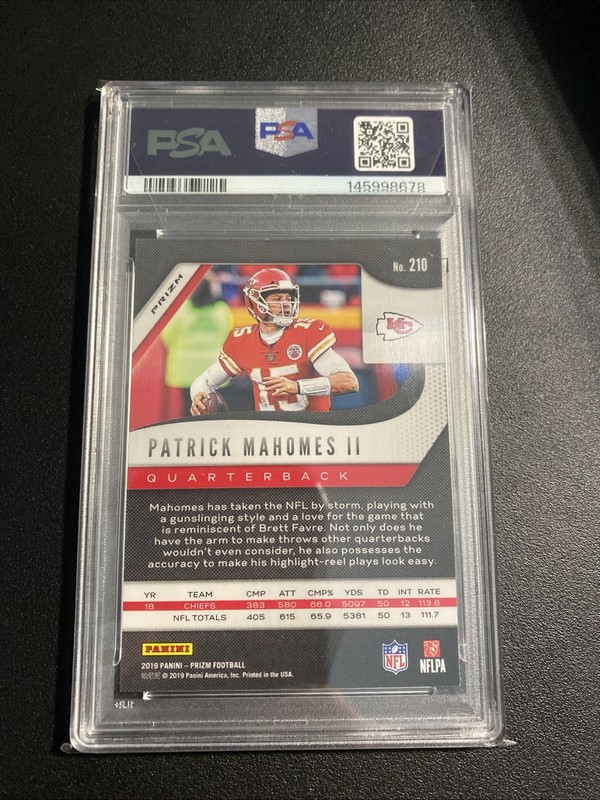 2019 Panini Prizm Red Ice #210 Patrick Mahomes II PSA 10 Chiefs view 2