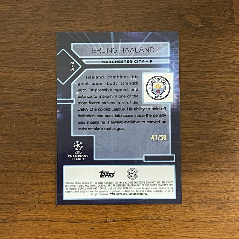 2022-23 Topps Chrome UEFA CC - Specimens Erling Haaland #S-2 Gold /50 view 2
