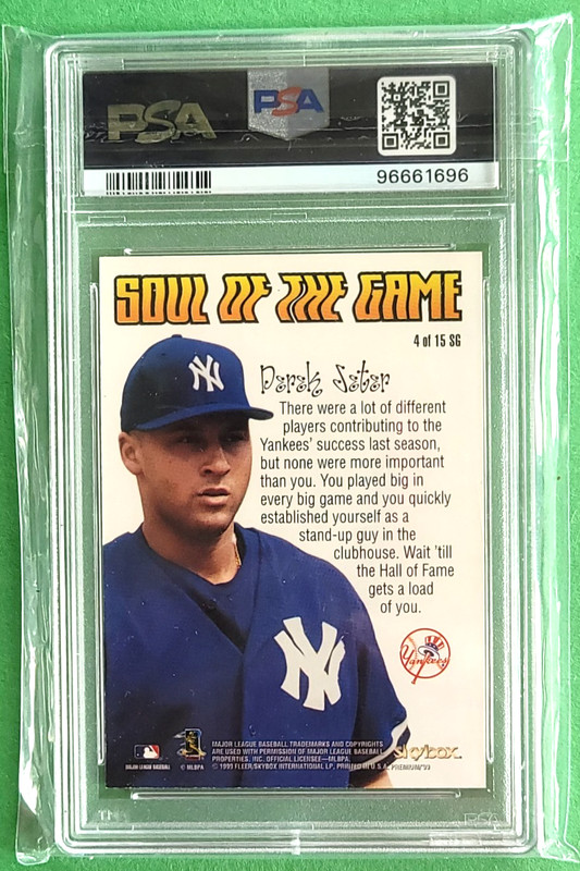 1999 Skybox Premium Soul Of the Game Derek Jeter PSA 8 #4 New York Yankees view 2