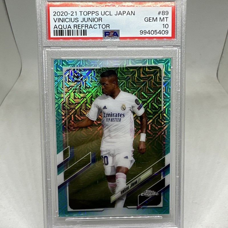 2021 Topps UCL Japan Vinicius Jr Aqua Refractor PSA 10 #100/199 Brazil Vini Jr