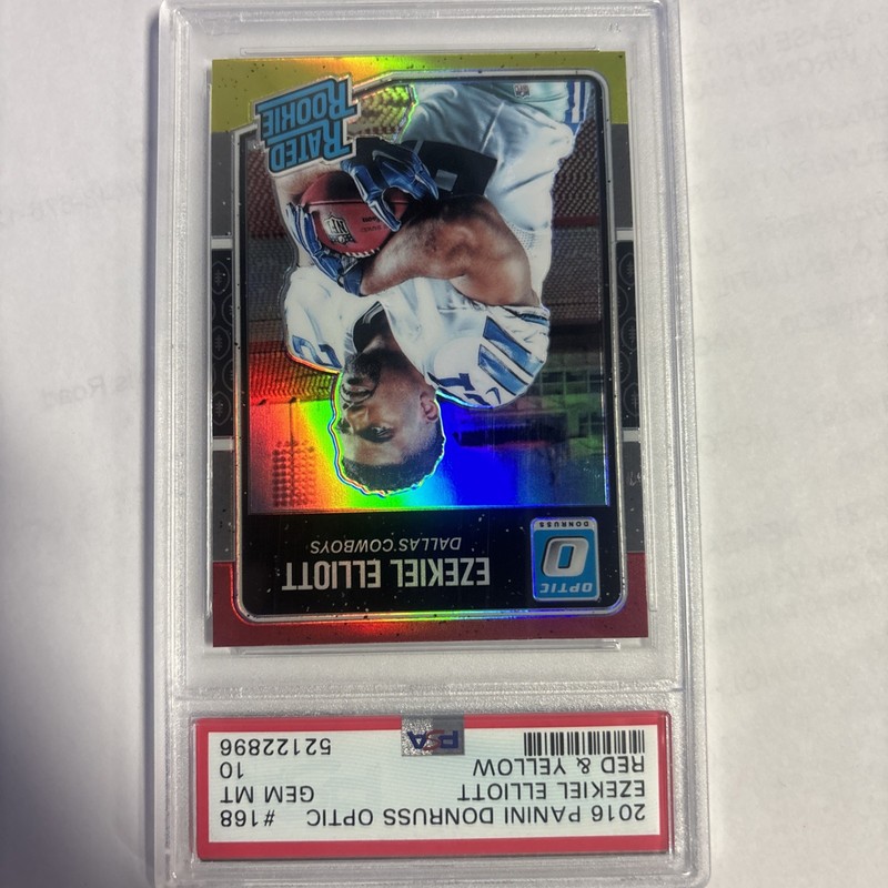 2016 Donruss Optic Ezekiel Elliott #168 Red & Yellow PSA 10 GEM RC Cowboys view 2