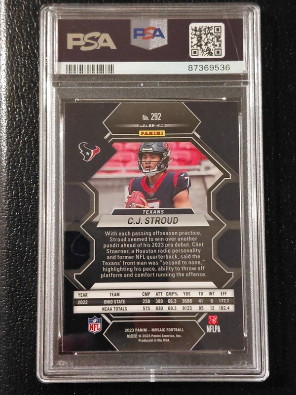 2023 Panini Mosaic CJ Stroud RC Rookie #292 PSA 9 MINT view 2