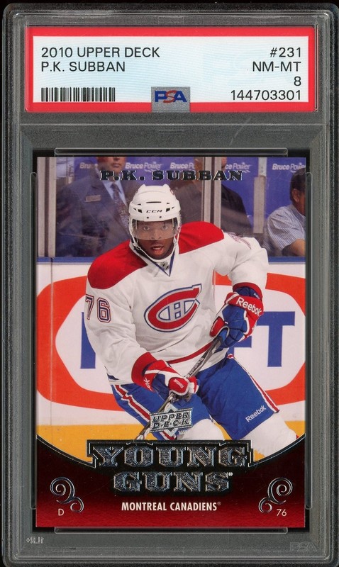 2010-11 Upper Deck Young Guns #231 P.K. Subban RC PSA 8 view 1