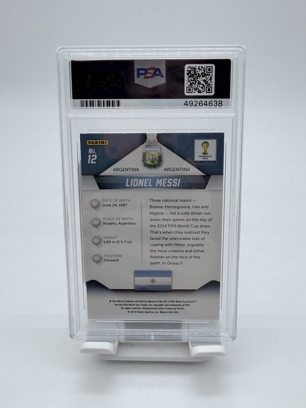 2014 Panini Prizm World Cup Lionel Messi #12 PSA 9 Argentina (1st Prizm Card) view 2