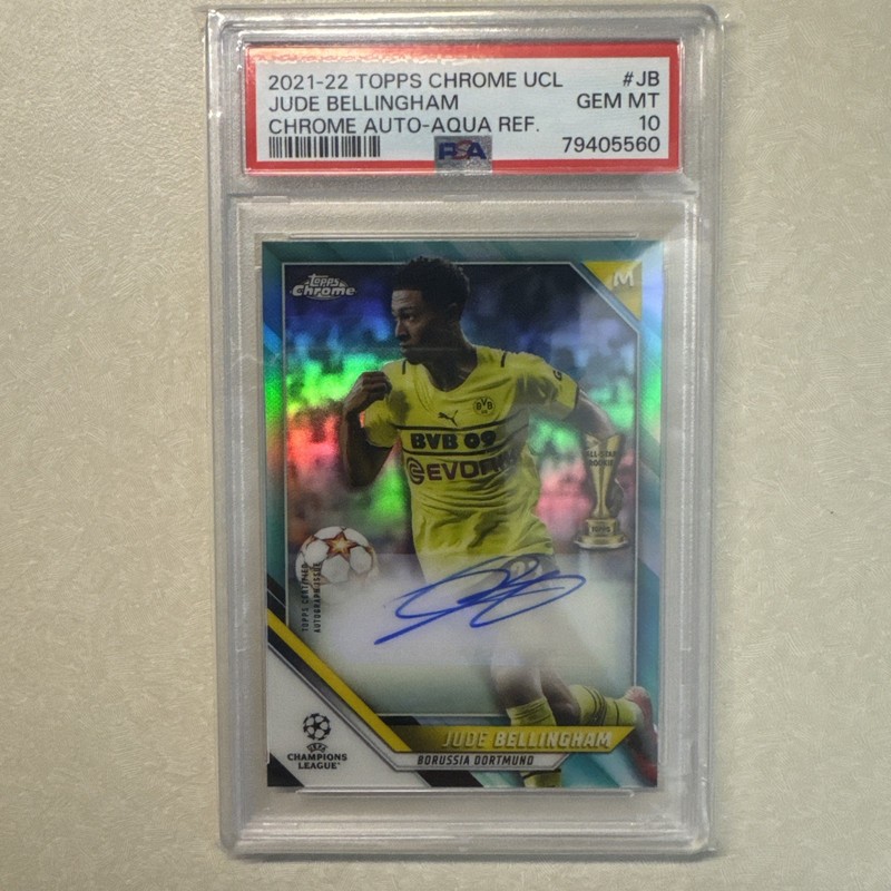 2021-22 Topps Chrome Jude Bellingham Aqua Refractor /199 Auto PSA 10