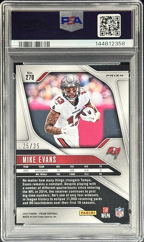 Mike Evans PSA 9 - 2024 Prizm #270 WHITE PRIZM /35 - Tampa Bay Buccaneers view 2