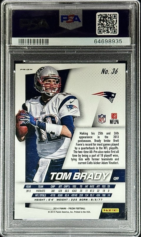 Tom Brady PSA 9 -2014 Prizm #36 SILVER PRIZM - New England Patriots view 2