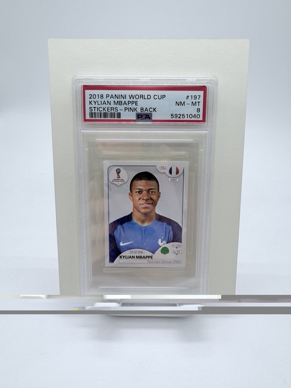 2018 Panini World Cup Stickers Kylian Mbappe #209 Pink Back PSA 8 France