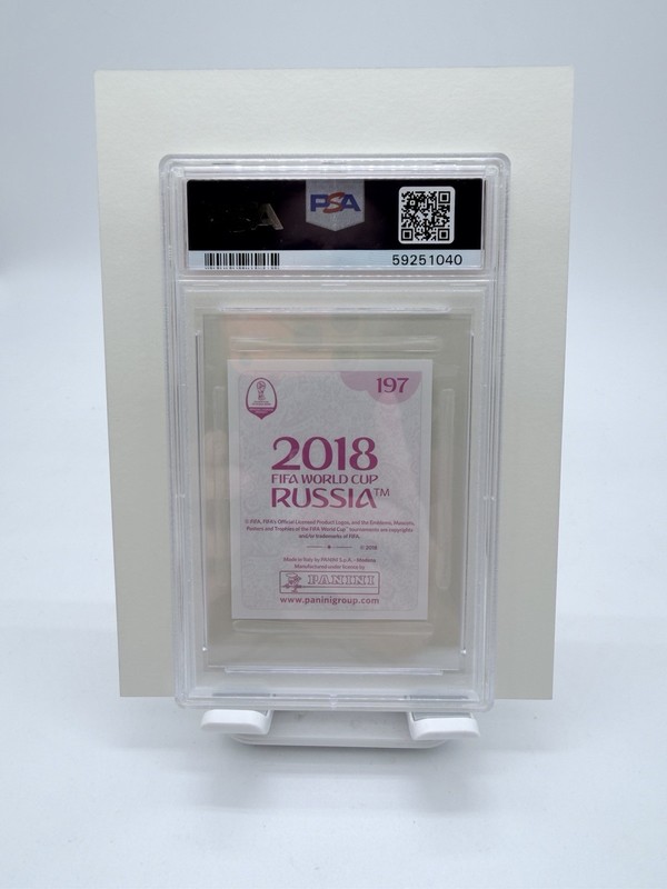 2018 Panini World Cup Stickers Kylian Mbappe #209 Pink Back PSA 8 France view 2
