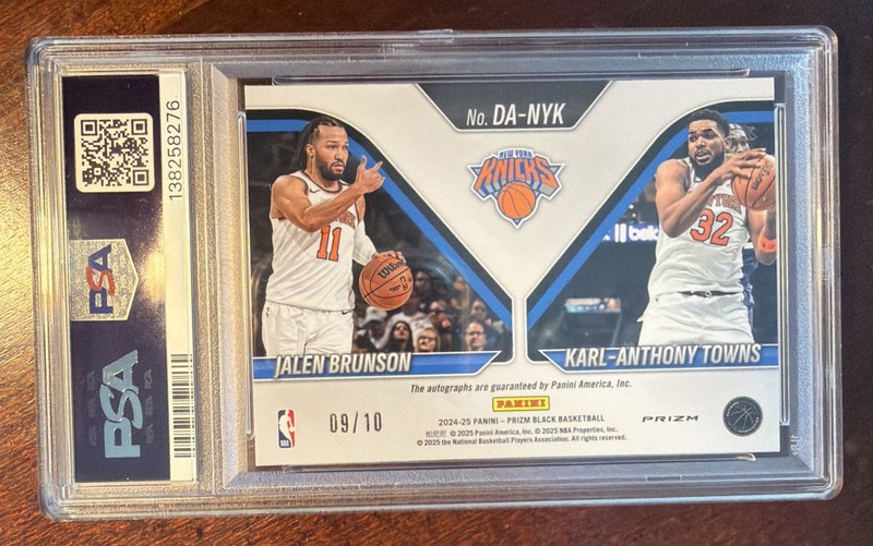 2024-25 Panini Prizm Black -Dual Auto Gold /10 Karl-Anthony Towns, Jalen Brunson view 2