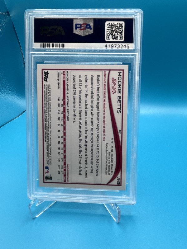 2014 Topps Update Mookie Betts (Batting) RC PSA 10 #US26 view 2