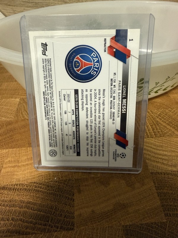 2023 Topps Chrome Lionel Messi Refractor #1 UEFA Champions League PSG view 2