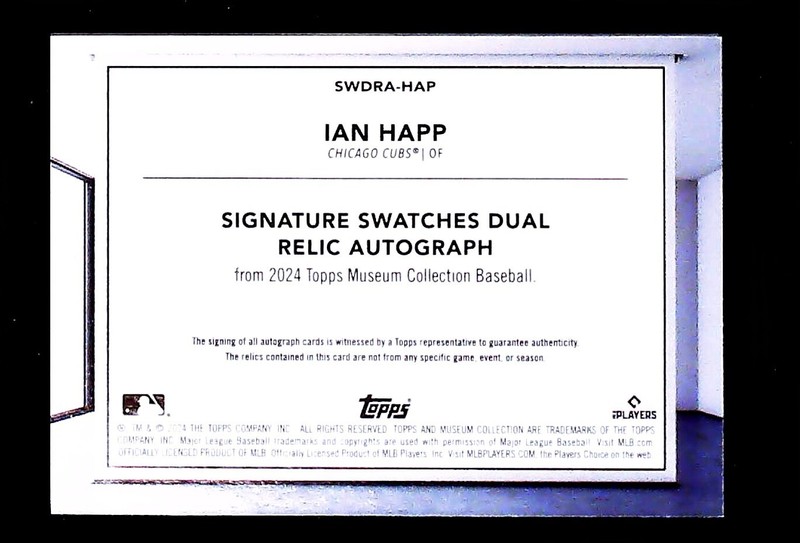 2024 Topps Museum Collection Dual Patch /20 Ian Happ #SWDRA-HAP Auto view 2