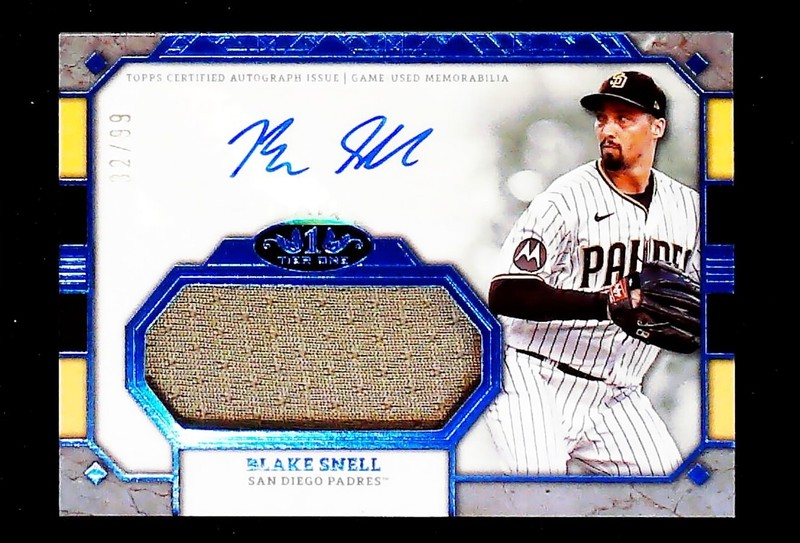 2024 Topps Tier ONE Blake Snell /99 Blue Patch Auto #AT1JR-BS Padres
