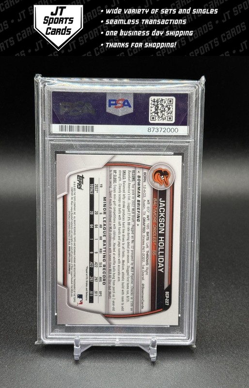 2023 Bowman Chrome Sapphire Jackson Holliday BCP-227 Image Variation SP PSA 9 view 2