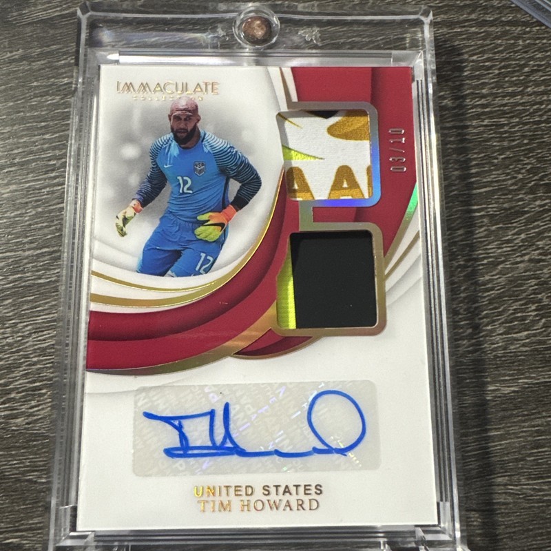 2018-19 Panini Immaculate Tim Howard Match Worn Dual Patch Auto /10