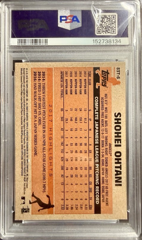 2018 Topps Chrome Rookie Shohei Ohtani 1983 Topps PSA 9 MINT  ⚾️🔥⚾️🔥 view 2