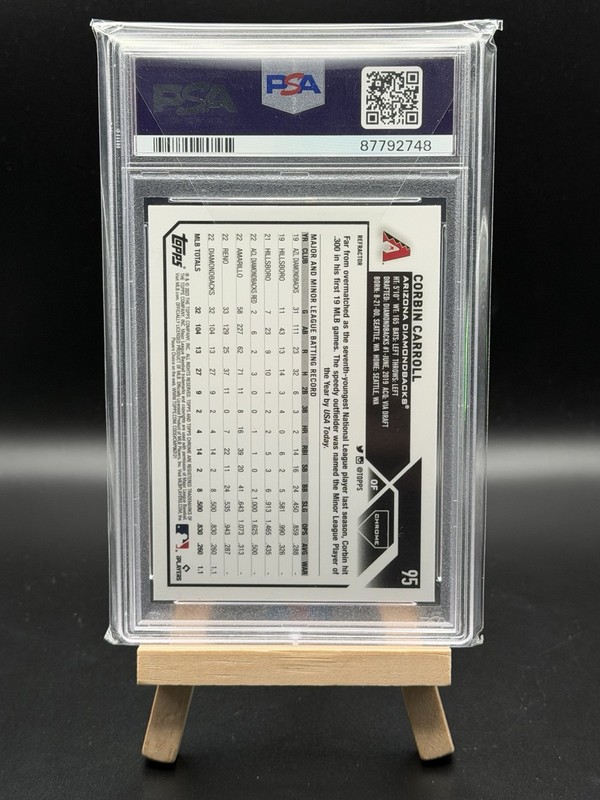 2023 TOPPS CHROME REFRACTOR #95 CORBIN CARROLL ROOKIE RC PSA 10 view 2