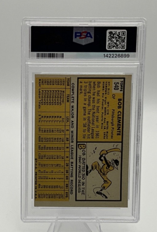 BOB ROBERTO CLEMENTE PSA 4 1963 TOPPS #540 PIRATES VG-EX view 2