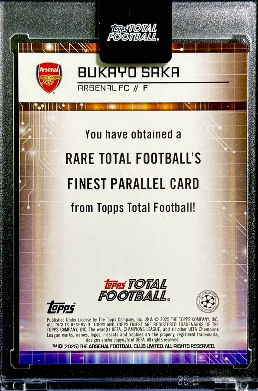 2024-25 Topps Finest BUKAYO SAKA Total Football Pink /25 #FF-4, PL CHAMPS! view 2