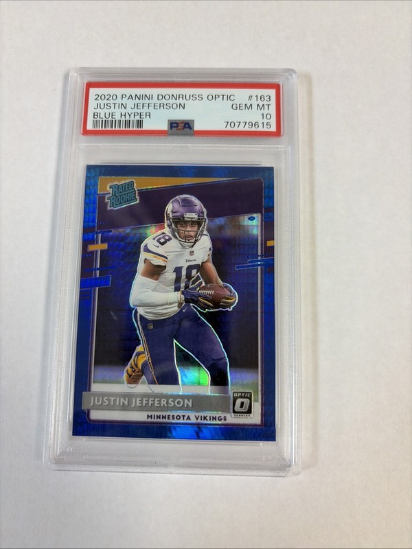 2020 Panini Donruss Optic - Rated Rookies Justin Jefferson #163 Blue Hyper Prizm view 2