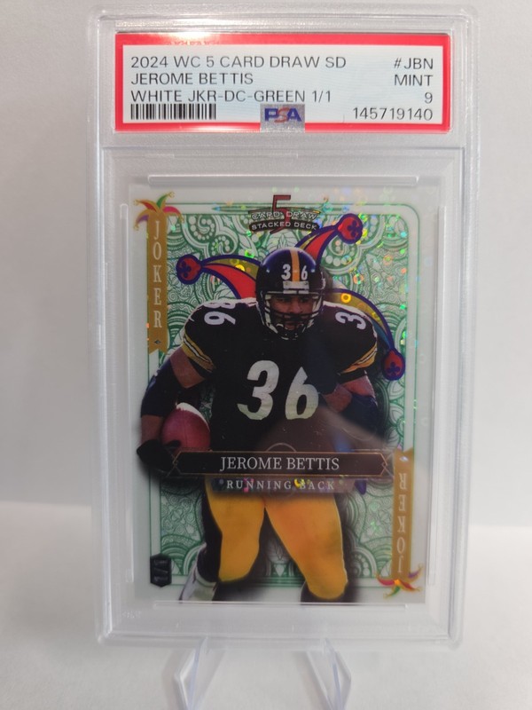 2024 WildCard 5 Card Draw Jerome Bettis #SDPJ-JBN White & Green Joker 1/1 PSA 9