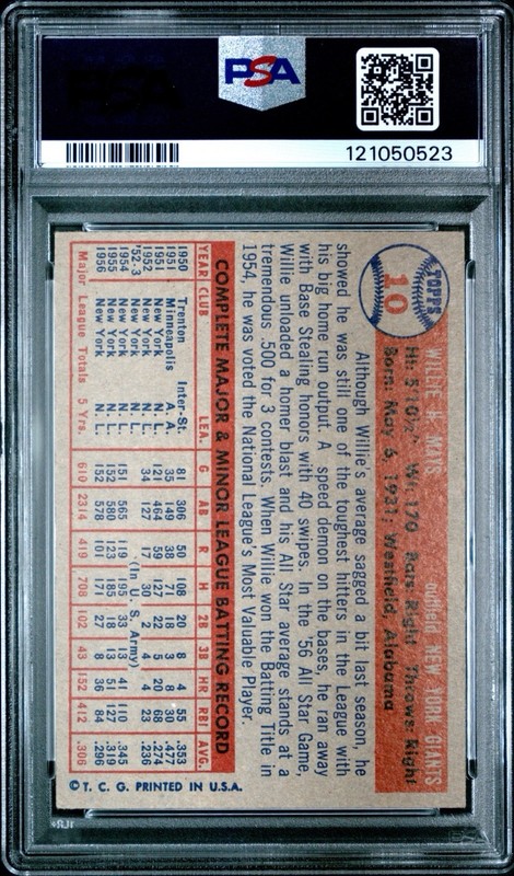 WILLIE MAYS 1957 TOPPS PSA 5 ! *FRESHLY GRADED ! *DEAD CENTERED ! *NO SNOW ! WOW view 2