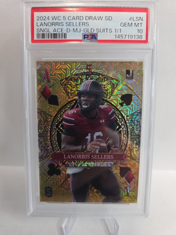 2025 Wildcard 5 Card Draw Lanorris Sellers #SDPD-LSN Gold Mojo 1/1 GEM MT PSA 10