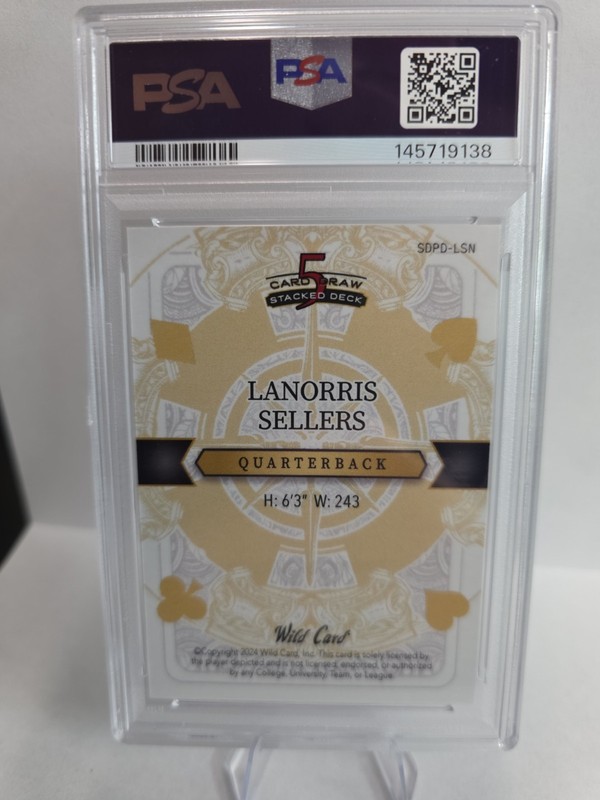2025 Wildcard 5 Card Draw Lanorris Sellers #SDPD-LSN Gold Mojo 1/1 GEM MT PSA 10 view 2
