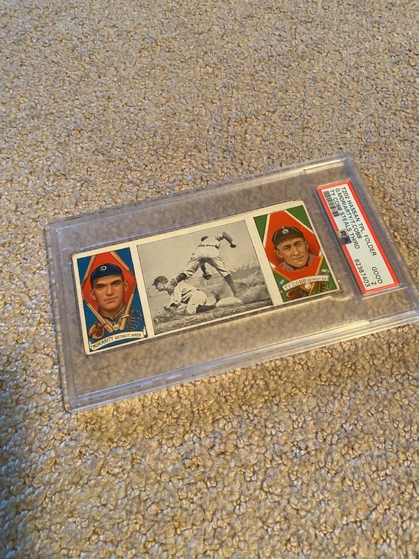 TY COBB T202 HASSAN TRIPLE FOLDER W/COBB STEALING THIRD PSA 2 62387403 CLEAN