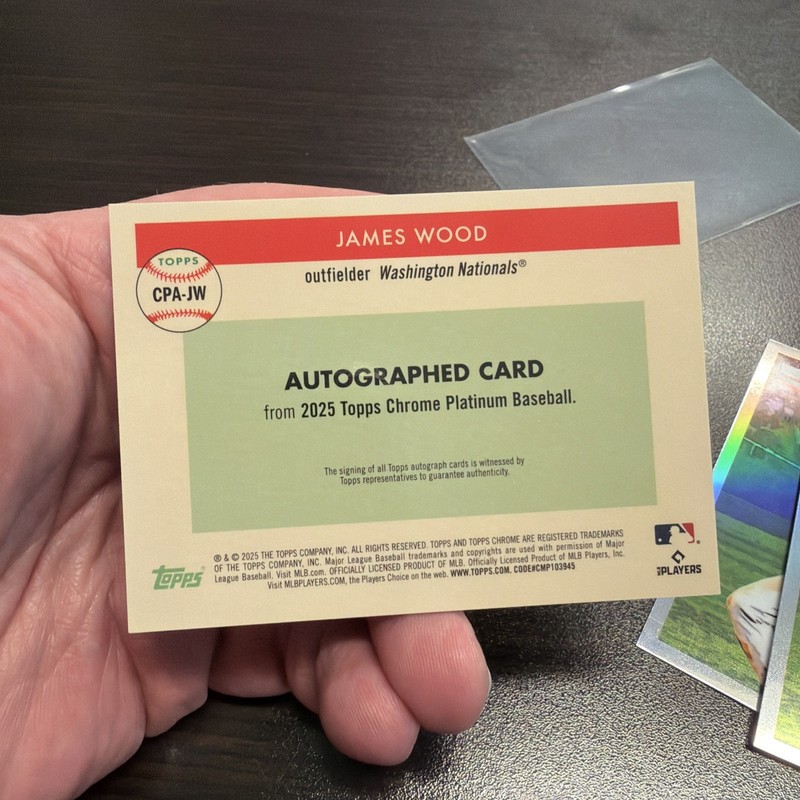 2025 Topps Chrome Platinum JAMES WOOD Gold Refractor RC Auto #'d /50 view 2