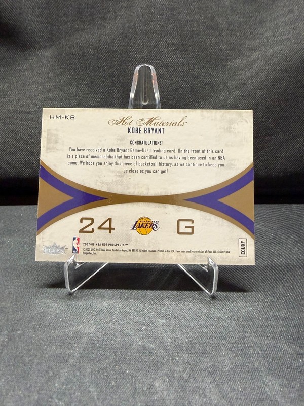 2007-08 Fleer Hot Prospects Hot Materials Kobe Bryant Game-Used Patch #HM-KB view 2