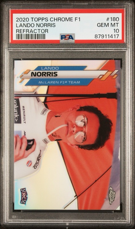 Lando Norris 2020 Topps Chrome F1 Refractor #180 PSA 10 Rookie McLaren F1 RC view 2