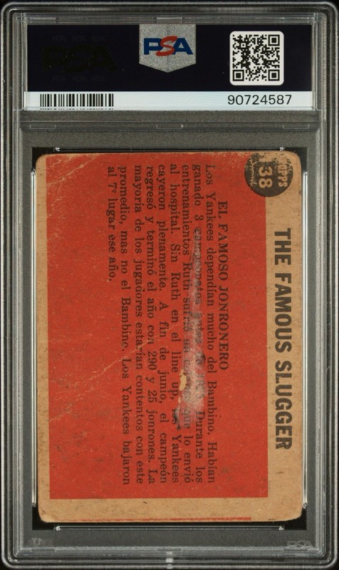 1962 Topps Babe Ruth Special Babe Ruth #138 Venezuelan PSA 1 (MC) view 2