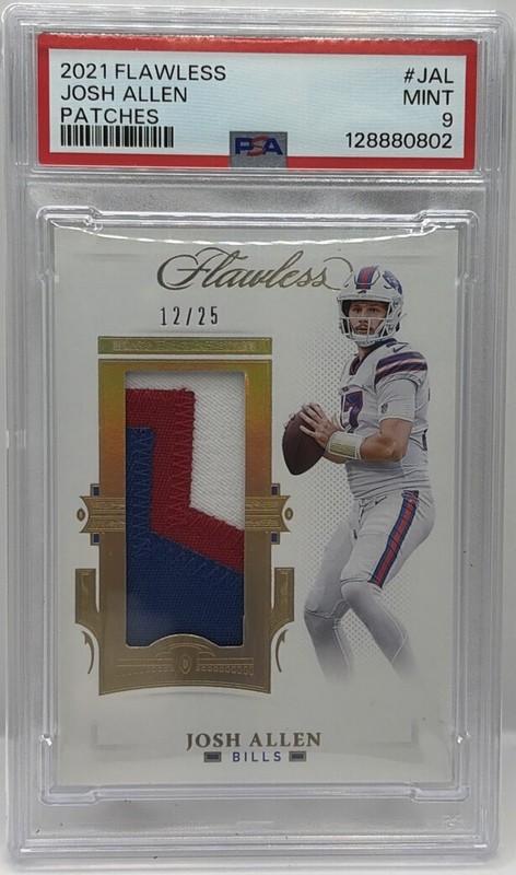 2021 PANINI FLAWLESS JOSH ALLEN GOLD PLAYER WORN PATCH #12/25 PSA 9 BILLS SP SSP