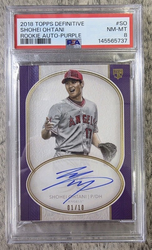 2018 Topps Definitive Purple Rookie RC Auto #DRA-SO Shohei Ohtani ❗1/10 ❗PSA 8🔥