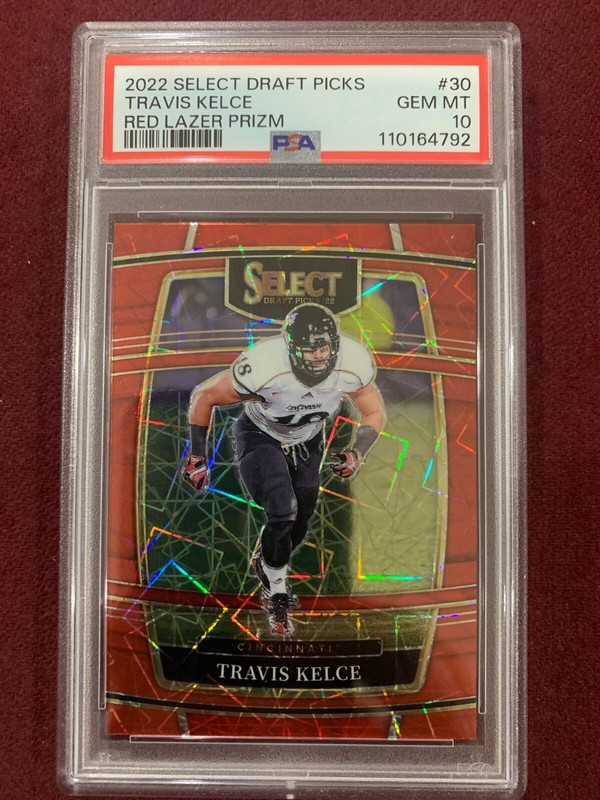 Travis Kelce 2022 Select Draft Picks Red Lazer Prizm PSA 10 Gem Mt KC Chiefs