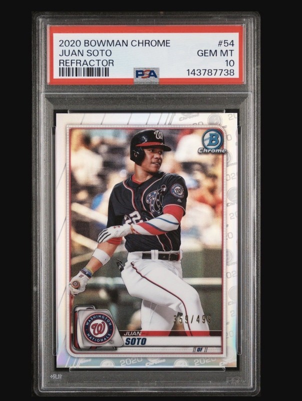 2020 BOWMAN CHROME REFRACTOR #54 JUAN SOTO 476/499 PSA 10