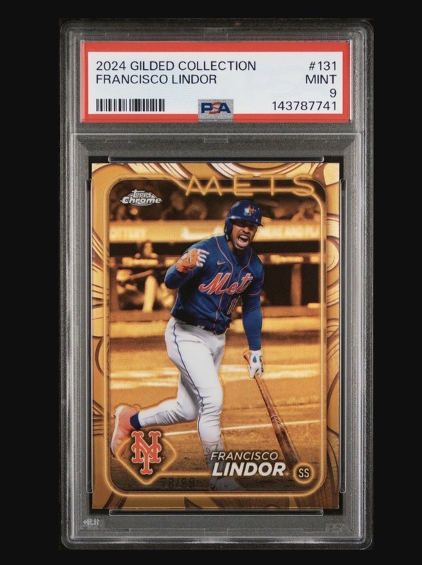 2024 Topps Chrome Gilded Collection #131 Francisco Lindor #/99 METS PSA 9