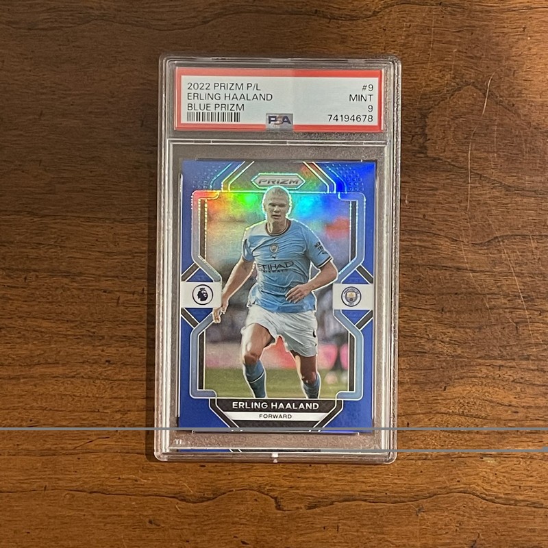 2022-23 Panini Prizm Premier League - Erling Haaland #9 Blue Prizm /175 PSA 9