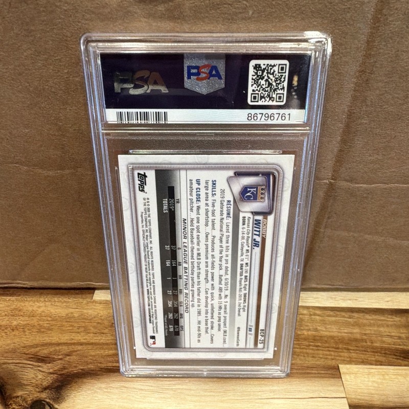 Topps 2020 Bowman Chrome Prospects Rookie Bobby Witt Jr. Royals BCP-25 PSA 10 view 2